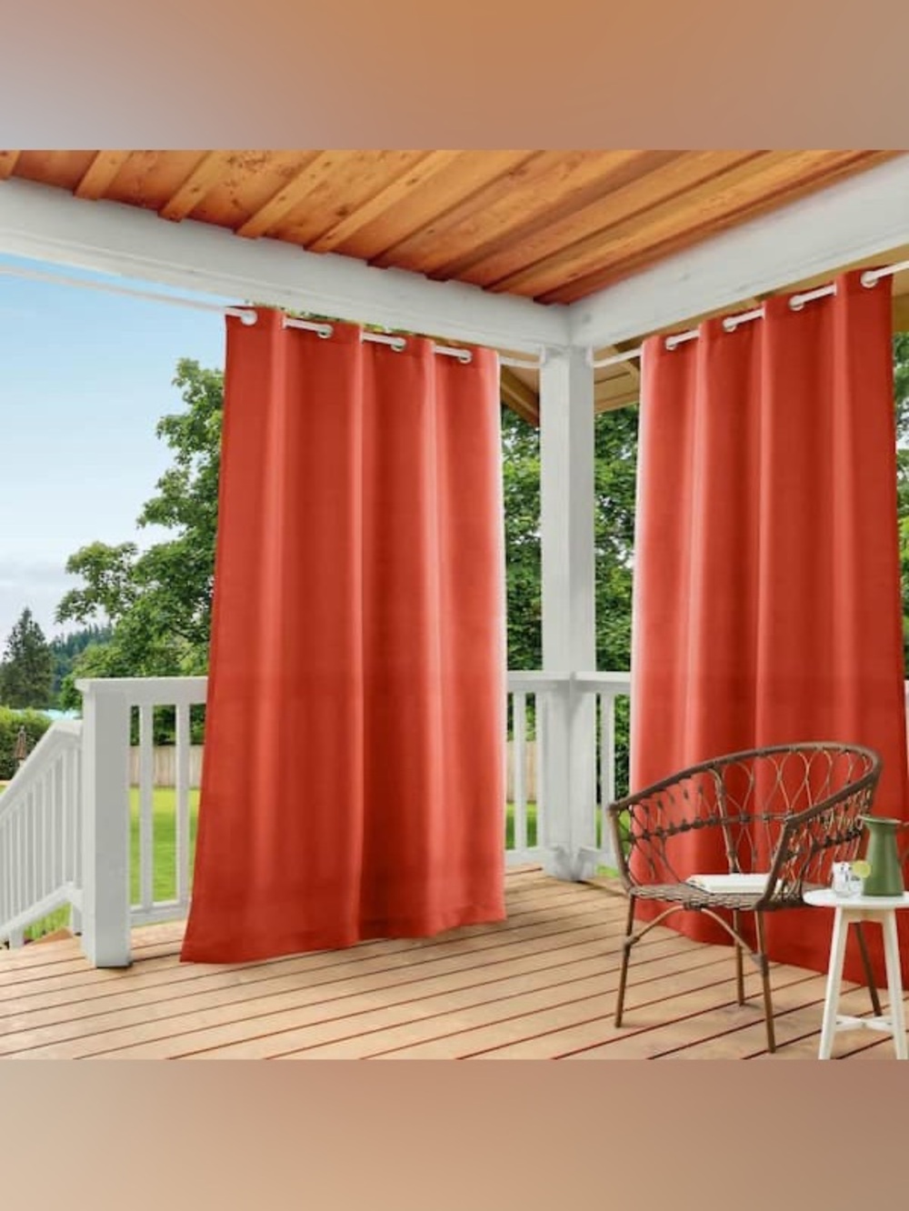 Cabana Mecca Orange Light Filtering Grommet Indoor/Outdoor Curtain, 54x 84 TWO